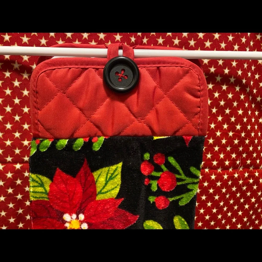 Hanging kitchen hand towel. Poinsettia flower